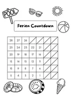 Vorschau - Arbeitsblätter - Ferien Countdown Schwarzweiß - Deckblatt