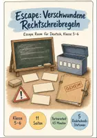 Vorschau - Stationenlernen - Rechtschreibung Klasse 5 Escape Room - Deckblatt