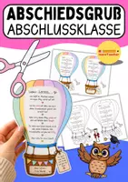 Vorschau - Mal- und Bastelvorlagen - 🎈 Abschiedsgruß für die 4. Klasse & 6. Klasse – Heißluftballon-Geschenk zum Schuljahresende 🎈 - Deckblatt