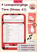 Vorschau - Arbeitsblätter - 4 Lesespaziergänge zu Tieren für DaZ/DaF – Niveau A1 - Deckblatt