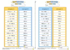 Vorschau - Arbeitsblätter - Geldwerte umwandeln (Basisniveau *) | Ping-Pong-Mathematik - Seite 2