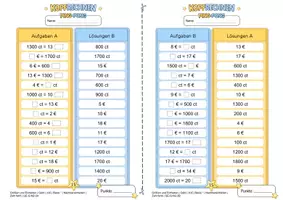 Vorschau - Arbeitsblätter - Geldwerte umwandeln (Basisniveau *) | Ping-Pong-Mathematik - Seite 3