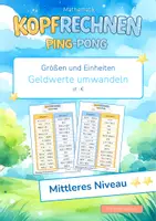 Vorschau - Arbeitsblätter - Geldwerte umwandeln (Mittleres Niveau **) | Ping-Pong-Mathematik - Deckblatt