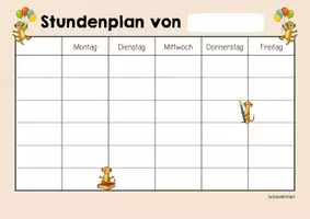 Vorschau - Arbeitsblätter - Erdmännchenklasse - Stundenplan (Klassentier) - Seite 1