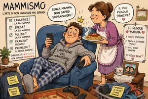 Vorschau - selbst erstellte Cliparts/Grafiken - Stereotipi: Illustrazione umoristica Mammismo giovani italiani - Deckblatt