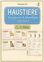 Vorschau - Arbeitsblätter - Haustiere Wissenskarten – Primarstufe - Deckblatt