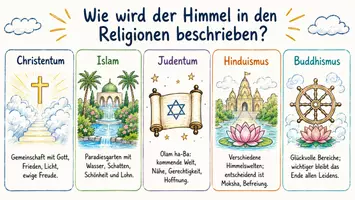 Vorschau - Arbeitsblätter - Arbeitsblätter zum Thema "Wie wird der Himmel in den Religionen beschrieben?" + Lösung & MP3 + Mindmap + Infografik - Seite 1
