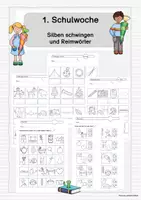 Vorschau - Arbeitsblätter - Anfangsunterricht I 1. Schulwoche / Silben schwingen und Reimwörter - Deckblatt