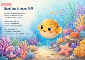 Vorschau - Bildkarten - Kamishibai U3 Meer PDF – Berti der kleine Kugelfisch | Krippe & Kita Bildkarten Geschichte | Sprachförderung 0–3 Jahre | Unterwasser Projekt - Seite 2