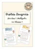 Vorschau - Anderer Materialtyp - Erstes Zeugnis für das 1. Halbjahr in Klasse 1 - Deckblatt