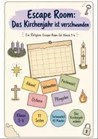 Vorschau - Stationenlernen - Kirchenjahr Klasse 5-6: Escape Room Religion - Deckblatt