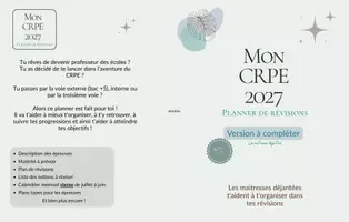 Aperçu - Outils du professeur - Planner CRPE bac+5 vierge à imprimer - Page de couverture
