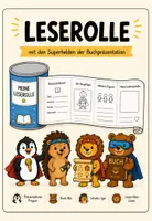 Vorschau - Arbeitsblätter - Leserolle mit den Superhelden der Buchpräsentation - Deckblatt