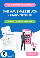 Vorschau - Arbeitsblätter - Prozentrechnung im Haushaltsbuch – Komplette Unterrichtsstunde - Deckblatt