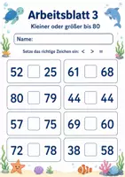 Vorschau - Arbeitsblätter - Größer kleiner bis 100 | Mathematik Klasse 2 | 7 Arbeitsblätter als PDF - Seite 3
