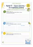 Vorschau - Arbeitsblätter - Tschick Kapitel 12 Arbeitsblatt mit Lösungen – Tatjanas Geburtstag | Liebe, Sehnsucht und Ausgrenzung - Seite 1