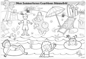 Vorschau - Arbeitsblätter - Sommerferien Countdown Wimmelbild | Lesen, Suchen & Ausmalen | 3-fach differenziert - Seite 2