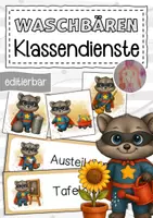 Vorschau - Anderer Materialtyp - Waschbärenklasse Klassendienste Klassentier Waschbär - Deckblatt