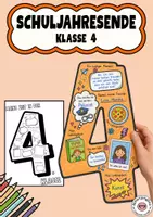 Vorschau - Mal- und Bastelvorlagen - Grundschule Abschluss Schuljahresende Klasse 4 Erinnerung - Deckblatt