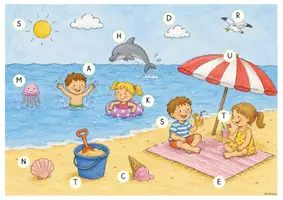 Vorschau - Arbeitsblätter - Lesespur am Strand (3-fach differenziert) - Deckblatt