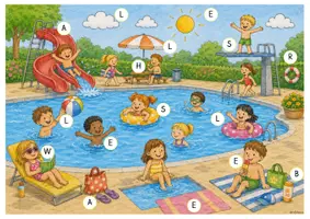 Vorschau - Arbeitsblätter - Lesespur Freibad (3-fach differenziert) - Deckblatt