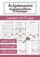 Vorschau - Arbeitsblätter - Jungsteinzeitliche Erfindungen Lesetext einfach verständlich mit Aufgaben + Lösungen und Wortspeicher Leseverstehen - Deckblatt