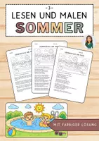 Vorschau - Arbeitsblätter - 3 - Lesen und Malen Sommer - Differenzierung und Lösung - Deckblatt
