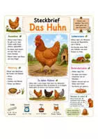 Vorschau - Arbeitsblätter - Steckbriefe Huhn, Hirsch, Pferd, Schaf - Klasse 1-2 - Seite 1