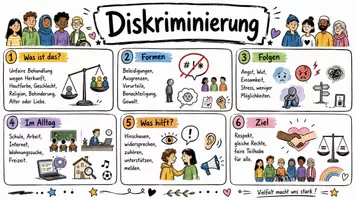 Vorschau - Arbeitsblätter - Arbeitsblatt "Diskriminierung und ihre Folgen" + interaktive Lösung & MP3 + Infografik - Seite 1