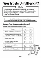 Vorschau - Arbeitsblätter - Unfallbericht Klasse 6 - Seite 1