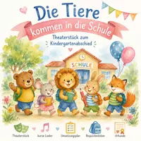 Vorschau - Poster - „Die Tiere kommen in die Schule“ – Theaterstück zum Kindergartenabschied | Komplettpaket mit Liedern, Urkunde & Umsetzungsplan - Deckblatt