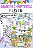 Vorschau - Mal- und Bastelvorlagen - Sommer Ferien Countdown Gemeinschaftsbild Kooperatives Poster - Deckblatt