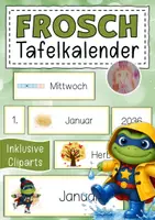 Vorschau - Anderer Materialtyp - Froschklasse Tafelkalender Klassentier Frosch Superhelden - Deckblatt