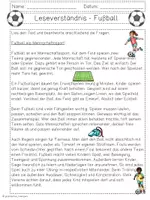 Vorschau - Arbeitsblätter - Leseverständnis Fußball - Klasse 3 & 4 - Lesetexte - Seite 1