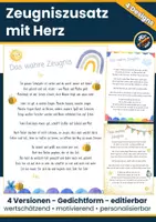 Vorschau - Arbeitsblätter - Zeugniszusatz ❤️ Das wahre Zeugnis & Mutmacher | Halbjahr & Schuljahr - Deckblatt