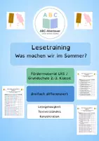 Vorschau - Arbeitsblätter - Sommerliches Lesetraining - Fördermaterial LRS / Grundschule - Deckblatt