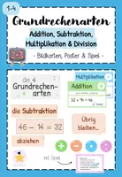 Vorschau - Spiele - Die vier Grundrechenarten (Poster, Bildkarten & Spiel) - Deckblatt