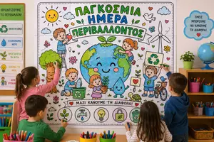 Προεπισκόπηση - Αφίσες - Παγκόσμια Ημέρα Περιβάλλοντος – Γιγαντοαφίσα Χρωματισμού 12 Κομματιών | Συνεργατική Δραστηριότητα/ Environment Day Coloring Poster - Σελίδα 1