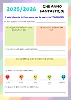 Vorschau - Arbeitsblätter - Mein Jahresrückblick im Fach Italienisch - Riflessione dell'anno scolastico - Deckblatt
