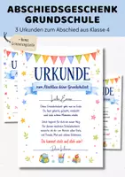 Vorschau - Arbeitsblätter - Abschiedsgeschenk Schüler Grundschule | Urkunden als Geschenk Abschied Klasse 4 | 3-teiliges Paket - Deckblatt