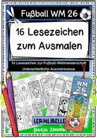Vorschau - Mal- und Bastelvorlagen - Lesezeichen zum Ausmalen zur Fußball WM 2026 - Deckblatt