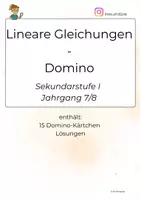 Vorschau - Spiele - Lineare Gleichungen lösen – Domino mit Lösungen | Klasse 7/8 - Deckblatt