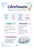 Vorschau - Arbeitsblätter - Seerosen wie Claude Monet – Kunstprojekt für Klasse 3/4 mit Vorlagen, Infotext & Reflexion - Seite 1