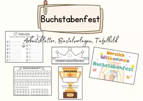 Vorschau - Arbeitsblätter - Buchstabenfest ABs, Buchstabenkrone, Urkunde, Tafelbild - Deckblatt