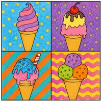 Vorschau - Arbeitsblätter - Pop-Art-Eistüten nach Andy Warhol – Differenzierte Malvorlagen - Seite 2