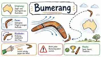 Vorschau - Arbeitsblätter - AB mit Fragen zum Thema "Bumerang" + Lösungsblatt + Infografik - Seite 1
