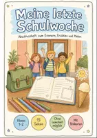 Vorschau - Mal- und Bastelvorlagen - Letzte Schulwoche Klasse 1-2: Deutsch Abschlussheft - Deckblatt