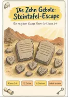 Vorschau - Stationenlernen - Zehn Gebote Klasse 3-4: Escape Room Religion - Deckblatt
