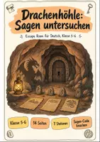 Vorschau - Stationenlernen - Sagen Klasse 6 Escape Room - Deckblatt