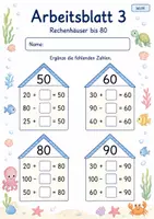 Vorschau - Arbeitsblätter - Rechenhäuser mit Plus und Minus bis 100 | Mathematik Klasse 2 | 7 Arbeitsblätter als PDF - Seite 3